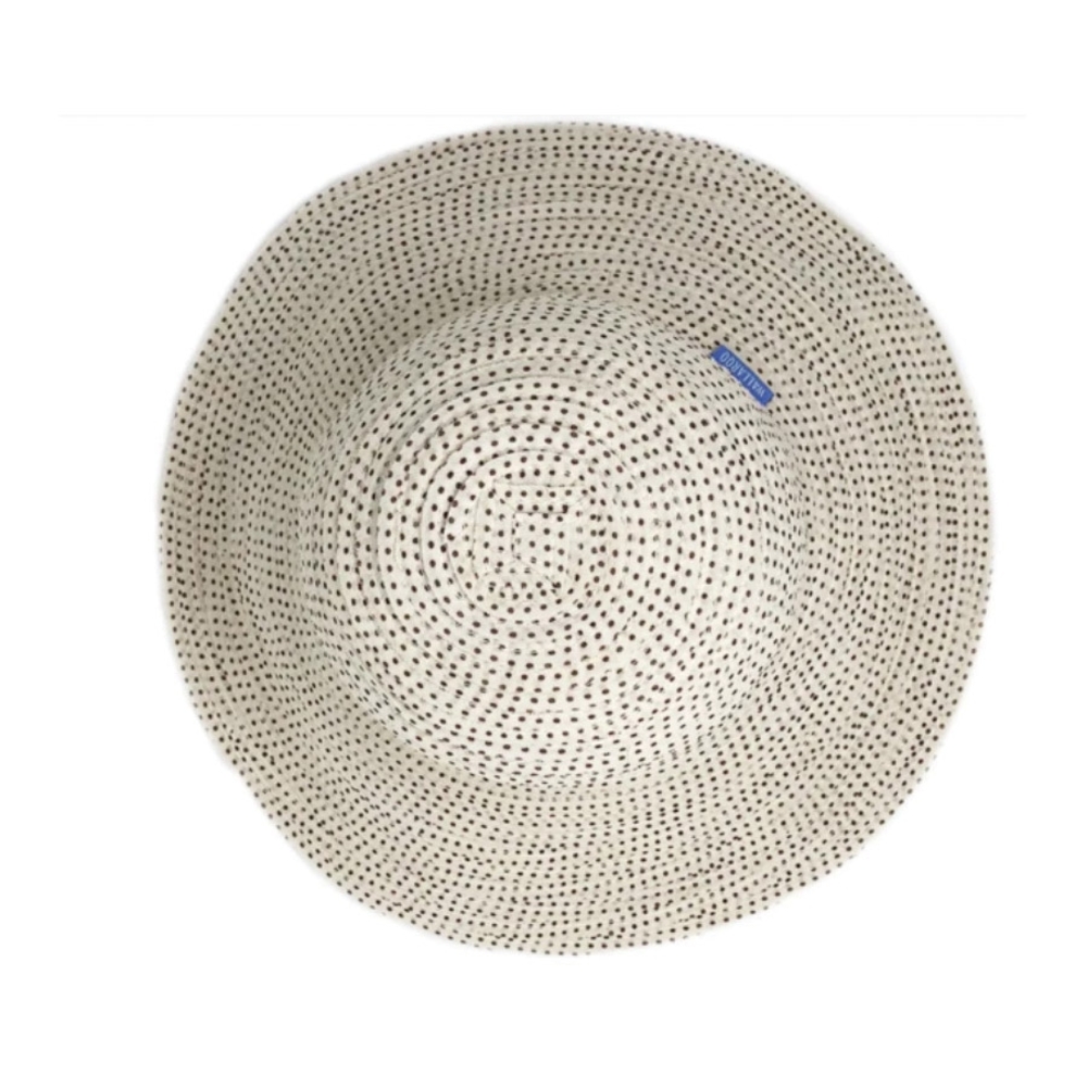 Stylish Woven Hat with Black Dots